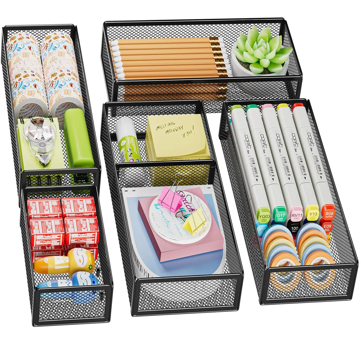  Marbrasse Mesh Drawer Organizer 5 PCS Black 10.8 x 2.3 x 5.5 in — product photo