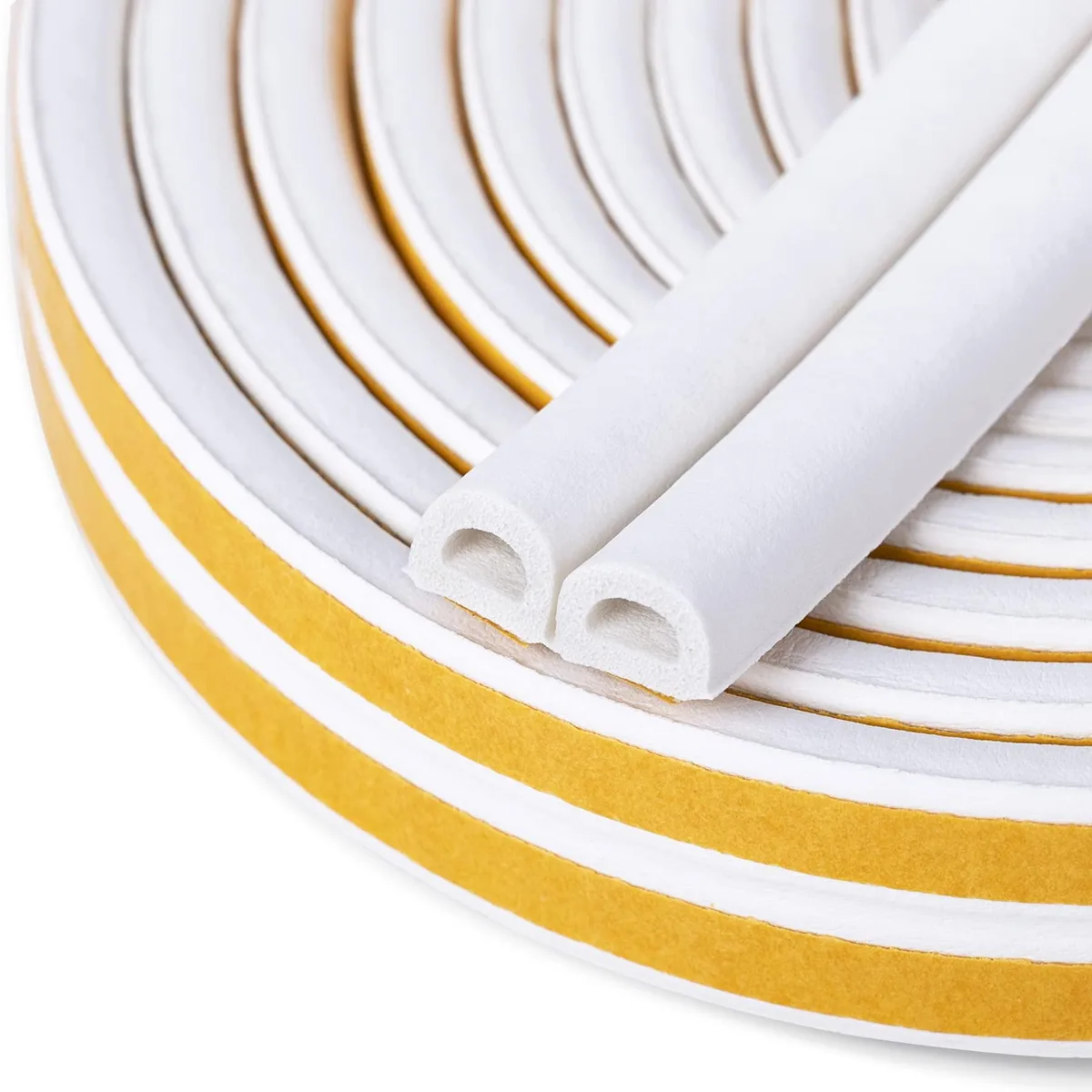 Clear D-profile silicone seal strip on a 16.5 ft roll with self-adhesive backing