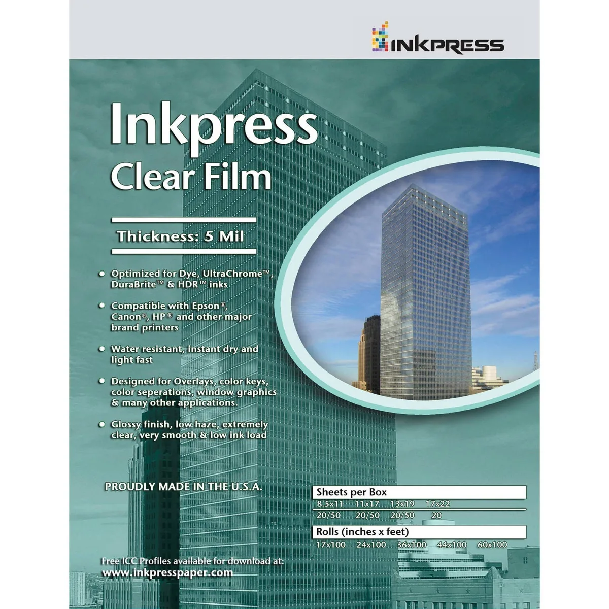 Inkpress Inkpress Clear Film 5 mil Polyester Inkjet 11x17" 20 Sheets — product photo