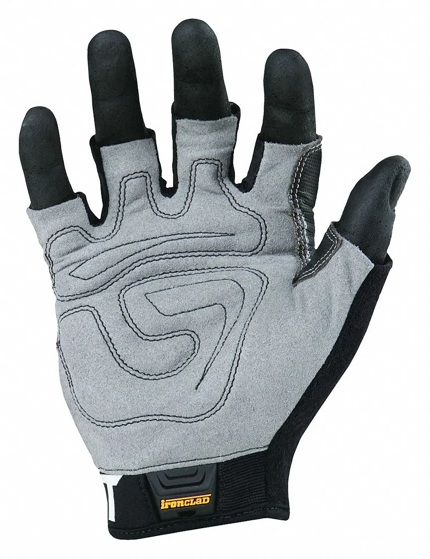 Pair of gray black yellow mechanics gloves with TPR knuckle protection and slip on cuffs