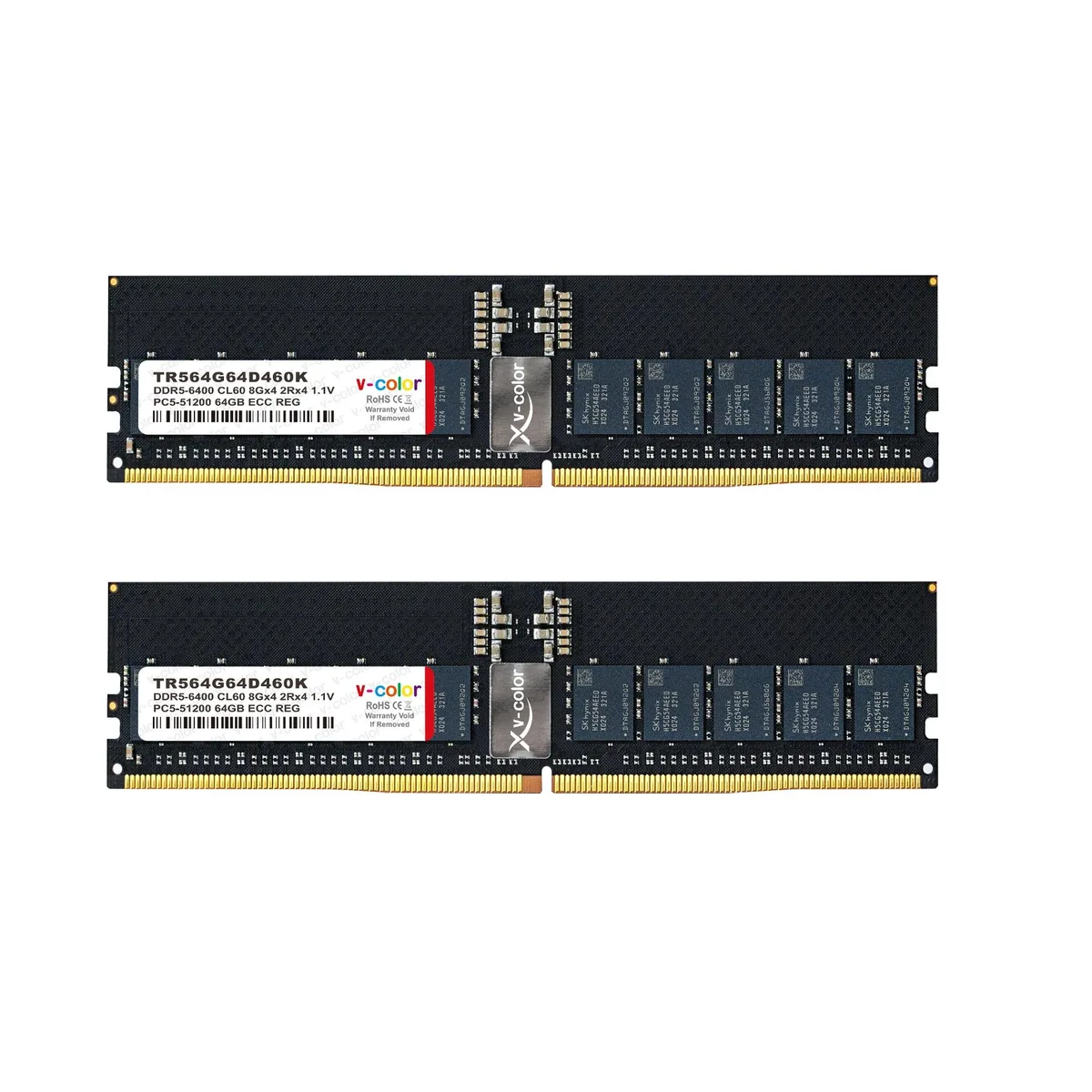 V-color V-color TR564G64D460K 128GB (2×64GB) DDR5 6400 CL60 ECC RDIMM server RAM — product photo