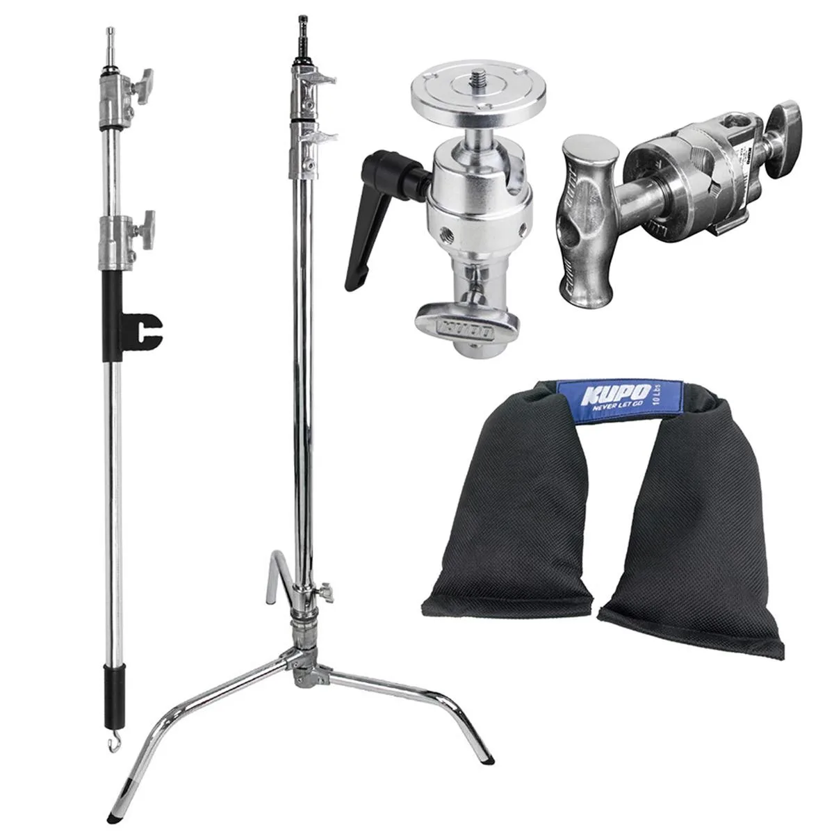 Kupo Kupo 40" Master C-Stand with Turtle Base, Baby Boom, Grip Head, Camera Plate, 10 lbs Weight Bag — product photo