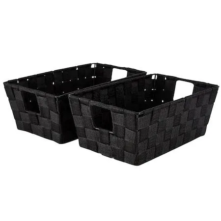 Simplify Watches Simplify Watches 25014-BLK-2PK Small Woven Storage Shelf Basket Black 2PK — product photo