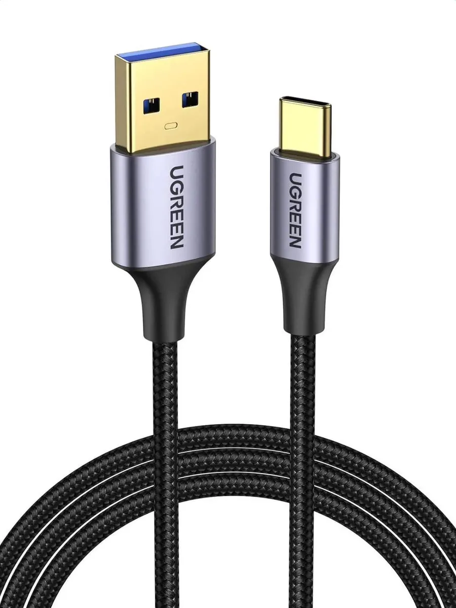 Nylon braided USB-C 3.0 cable, 6.6FT length, grey connectors