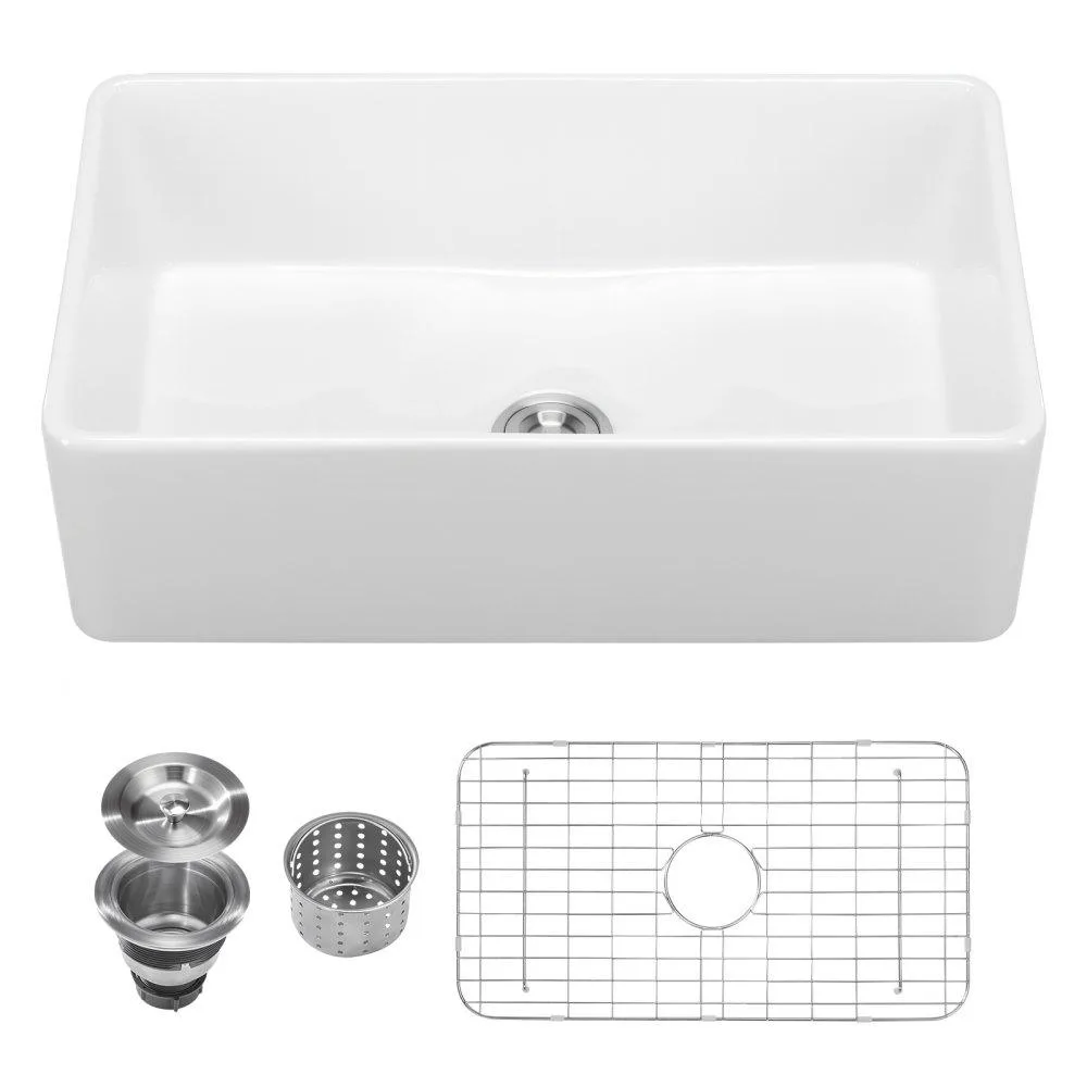 VEVOR VEVOR W3320C Fireclay Farmhouse Sink White 33.5x20 inch — product photo