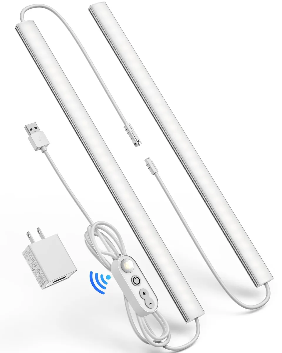 Two white 12-inch acrylic light bars with adhesive backing