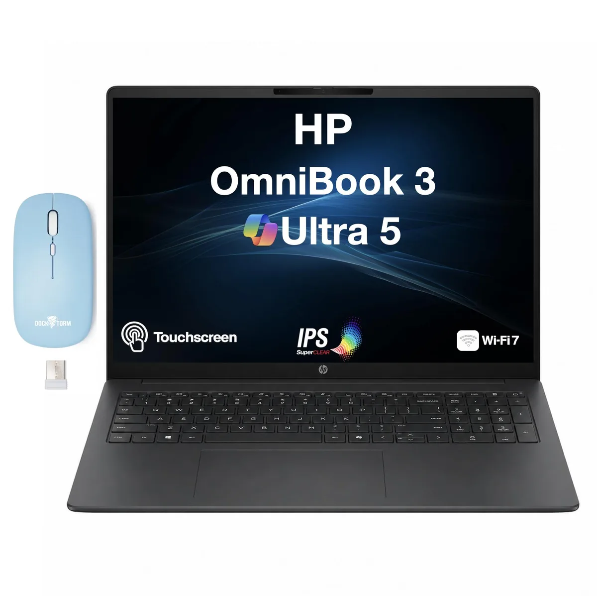 HP HP OmniBook 3 laptop Intel Core Ultra 5 225U 8GB DDR5 512GB SSD 16.0" touchscreen Mica Silver — product photo