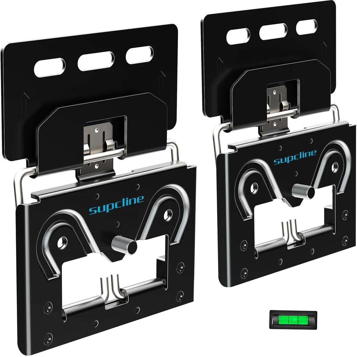 Black ultra-slim TV wall mount with minimal gap against wall