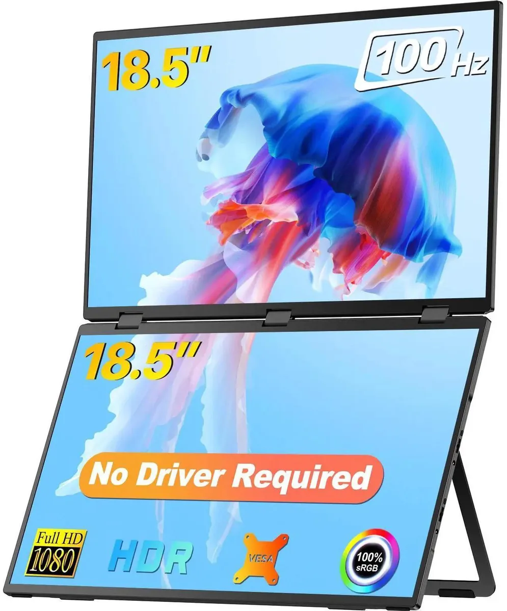 Uperfect Uperfect 18.5" Delta Dual Portable Monitor 100Hz 1080P HDR 360° Folding Screen Extender — product photo