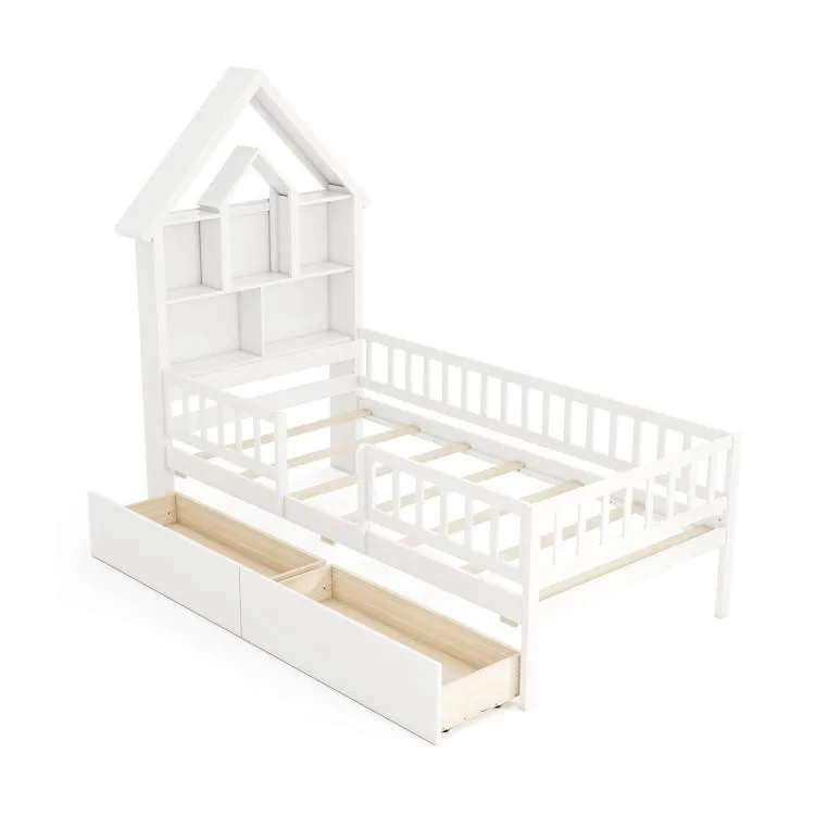 SlickBlue SlickBlue Twin House Bed White 86.5" x 46" x 72 — product photo