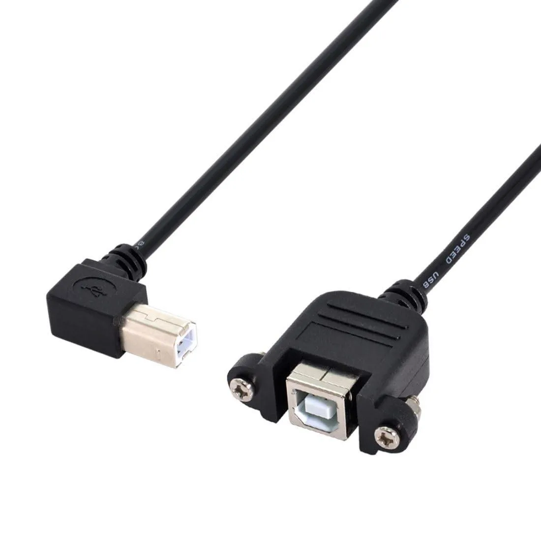 Vszerda Vszerda USB 2.0 Type B Male to Female Panel Mount Braided Cable 50cm 90 Degree Right Angled 005-U2-059 — product photo