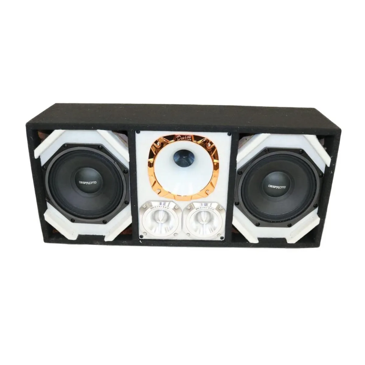 Deejay LED Deejay LED TBH8WHITE Loaded Box 2×8" Despacito Woofers Horn 2×Bullet Tweeters White — product photo