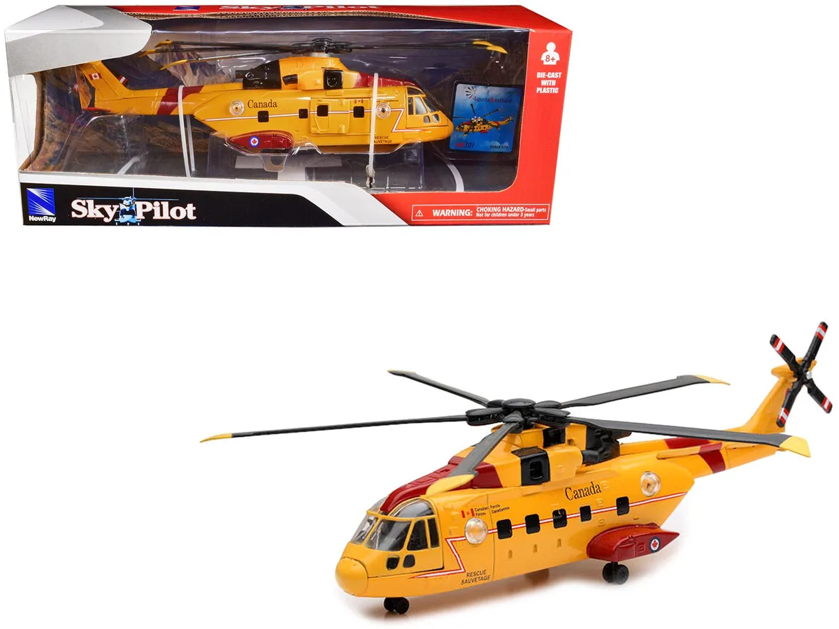 New Ray Toys New Ray Toys AgustaWestland AW101 1/72 "Canada Forces SAR" Yellow Diecast Helicopter — product photo