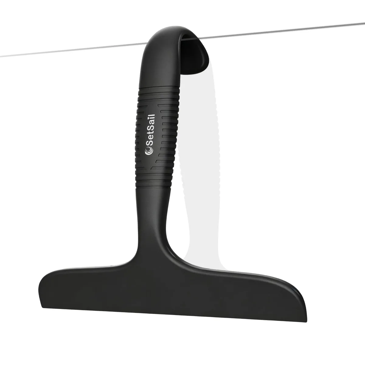 SetSail Shower Squeegee 9.5-inch Black Silicone with Built-in Hook — product photo