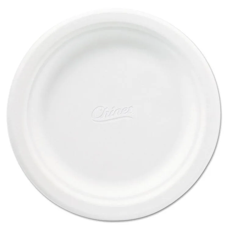 Pack of 125 white 6.75 inch round paper plates