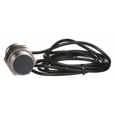 Cylindrical nickel-plated brass inductive sensor, 30 mm diameter, 41 mm long, 2 m cable
