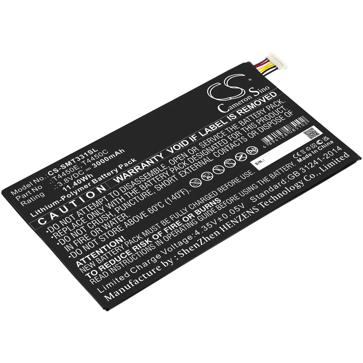 Cameron &amp; Co Cameron &amp; Co DS-CS-SMT331SL Battery 3.8V 3000mAh Black — product photo
