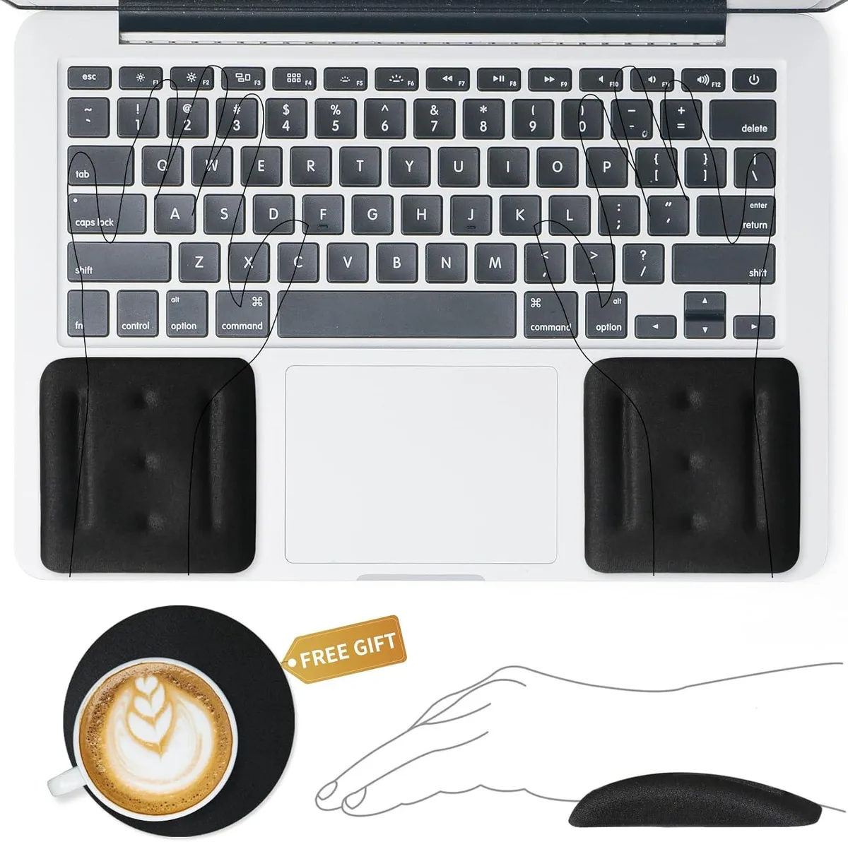 Kenuco Kenuco Wrist Rest Set Memory Foam Black 3.5 x 3.5 x .9 in — product photo