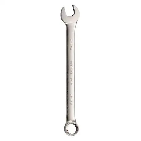 Large satin-finish combination wrench with double hex box end
