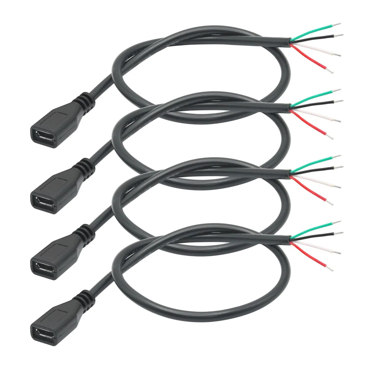Vszerda Vszerda Micro USB Female 4-Pin Bare Wire 11in 24AWG 4-Pack — product photo