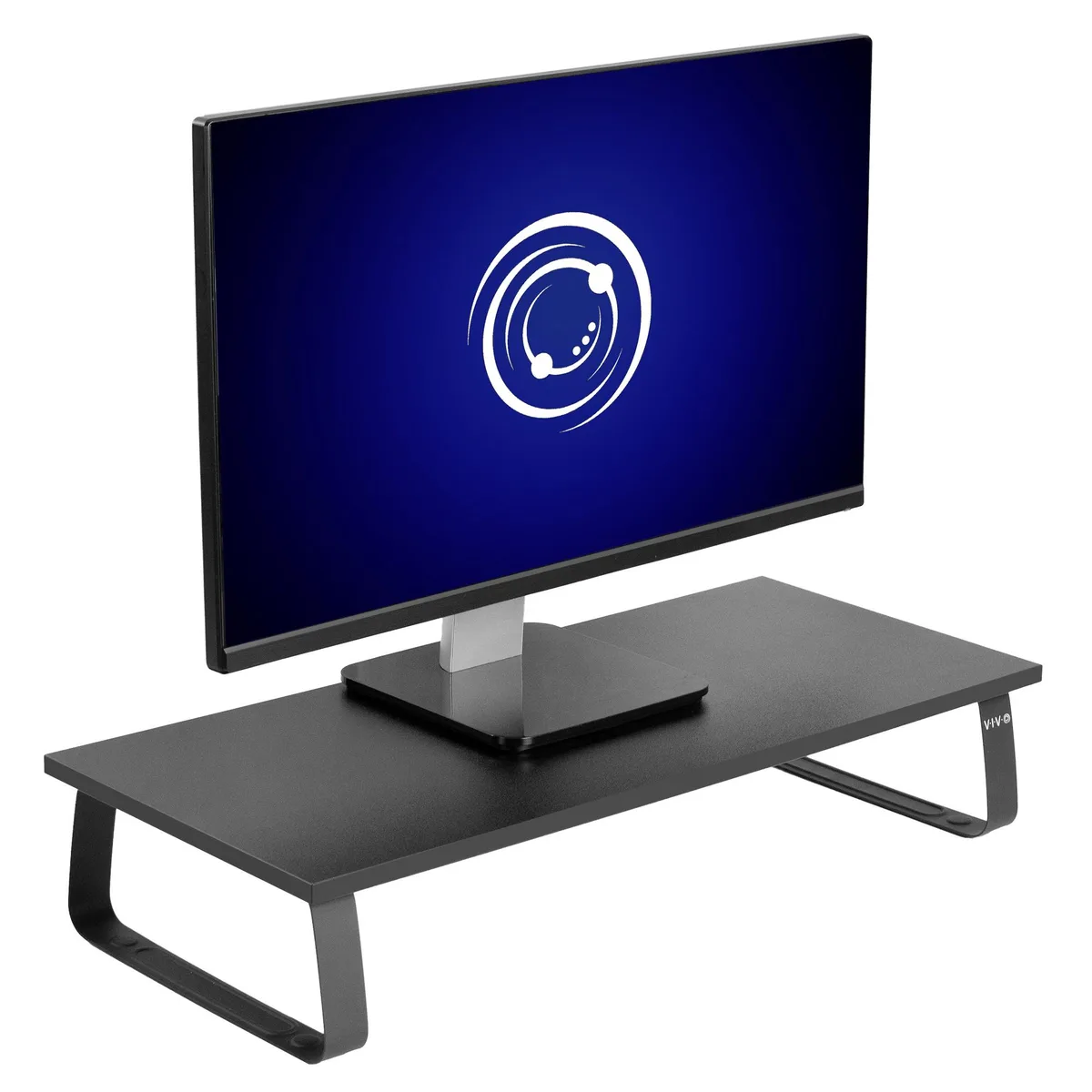 VIVO VIVO Black Wood 24" Wide Desktop Stand Ergonomic TV Monitor Riser Desk Organizer monitor accessory — product photo