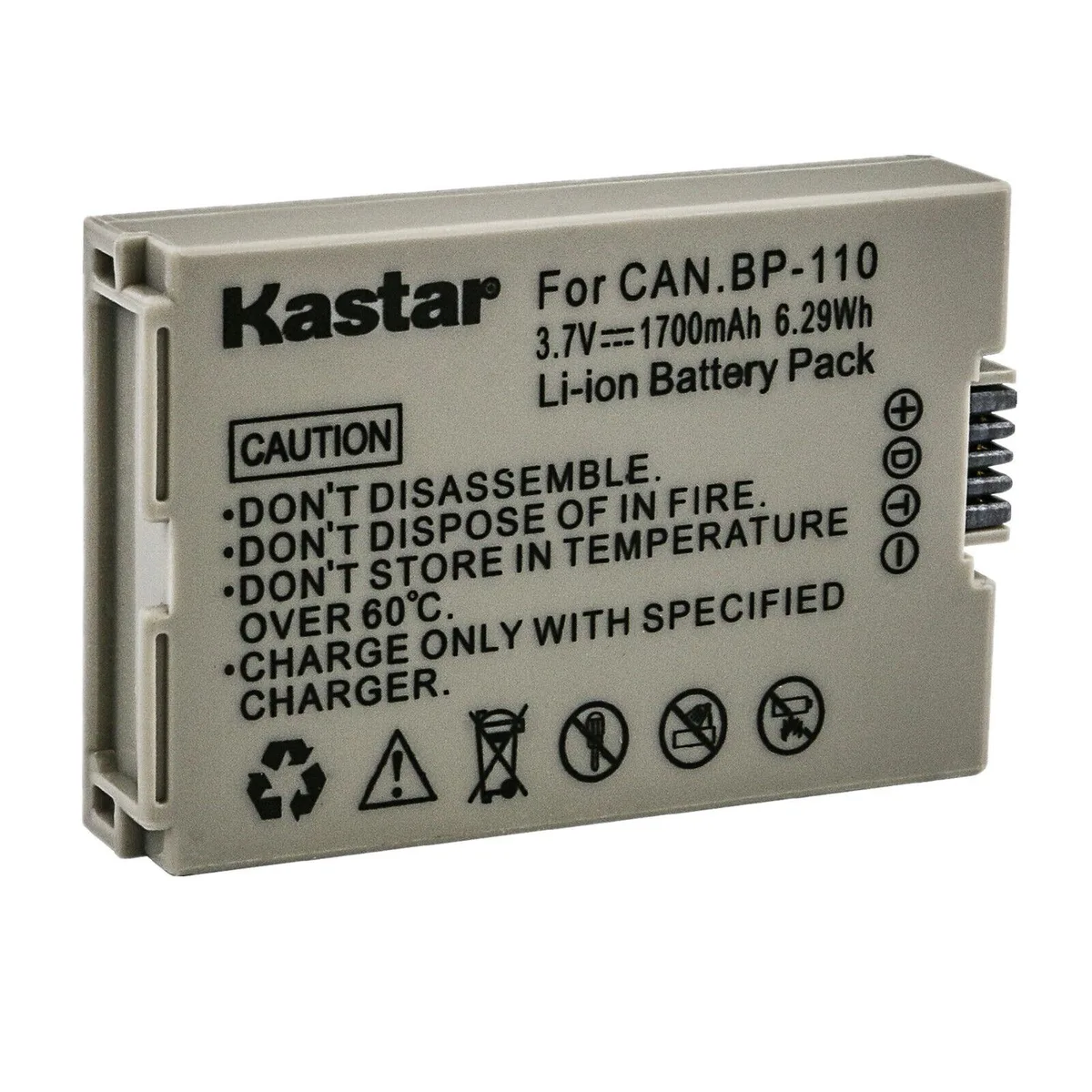 Kastar Kastar BP-110 3.7V 1700mAh camera battery for Canon VIXIA HF R26 R27 R205 R206 — product photo