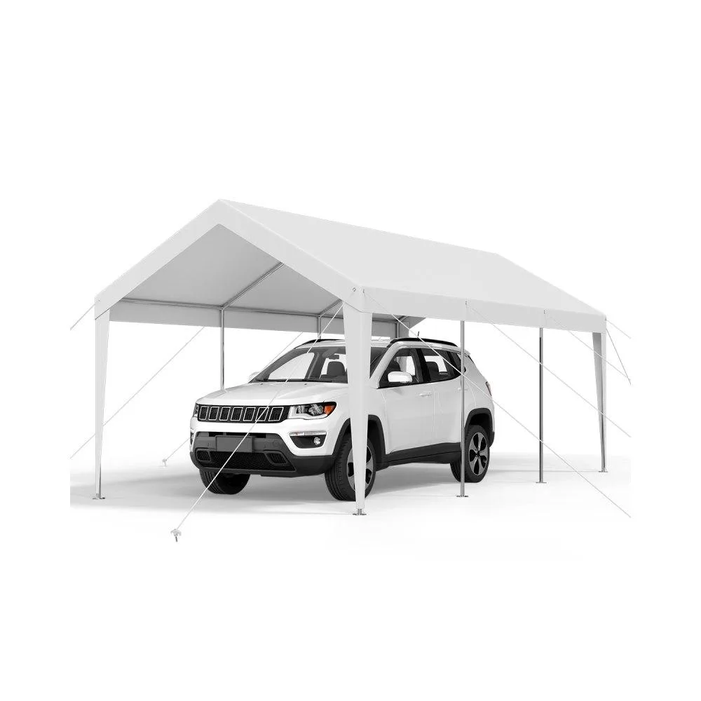 VEVOR VEVOR Carport 10x20 ft White 8 Pillars Galvanised Steel PE Fabric — product photo