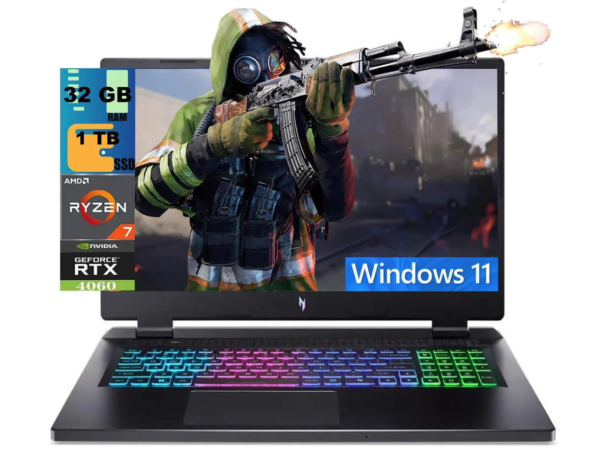 Acer America Acer Nitro 17 Gaming Laptop AMD Ryzen 7 8845HS RTX 4060 32GB 1TB 17.3 165Hz — product photo