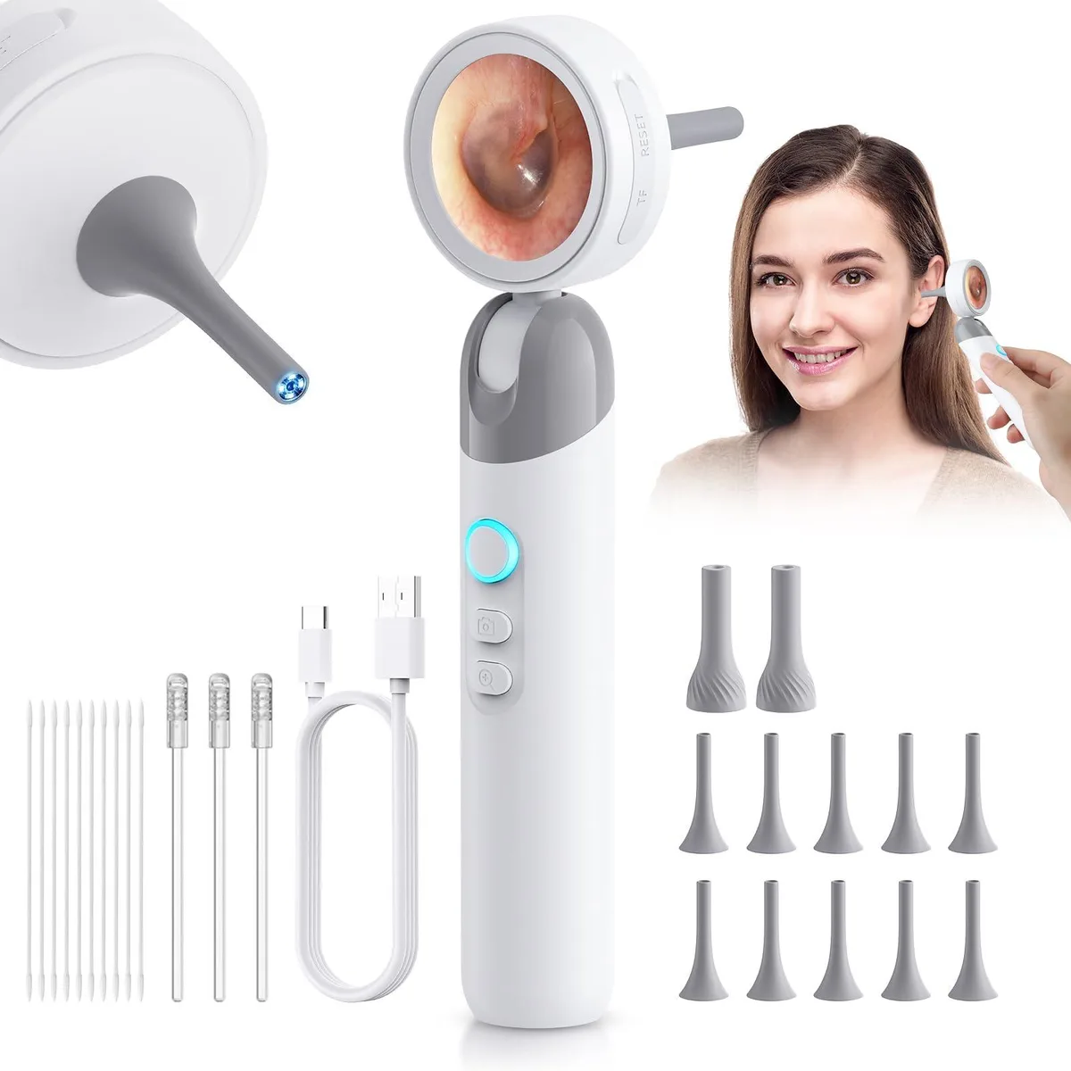  Aertnelz Q10 1080P Otoscope 1.38" Screen 12 Tips — product photo