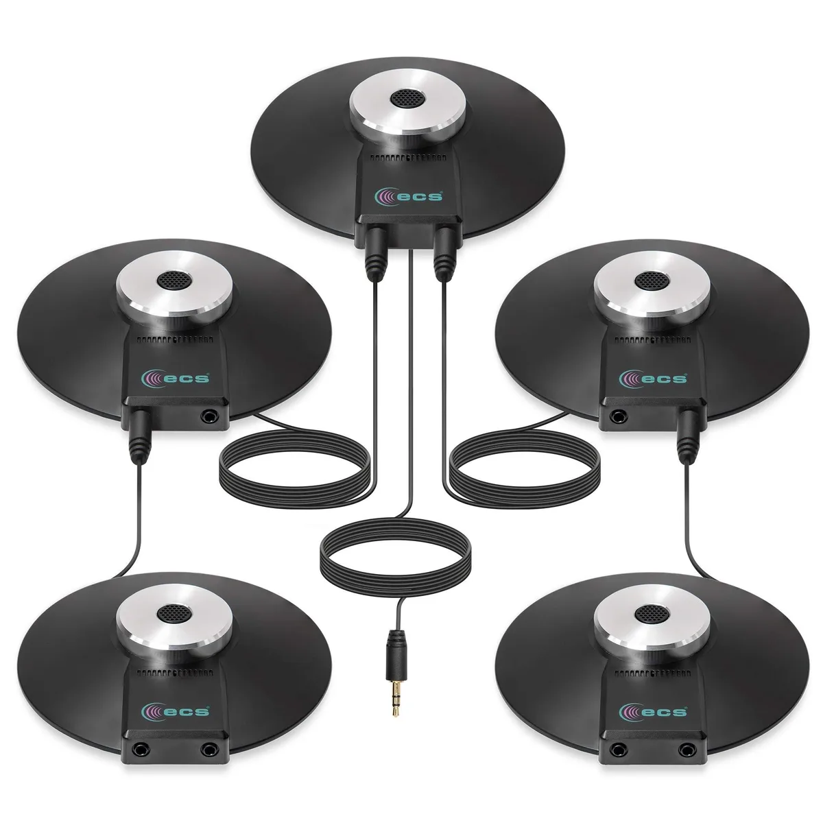 Alphacool Alphacool WordForum 3.5 mm TRS 360 omnidirectional conference microphone 5 pack 2 in 1 accessory — product photo