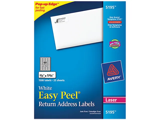 Avery Avery 5195 Easy Peel Address Labels 25 sheets 60 per sheet 1500 total — product photo