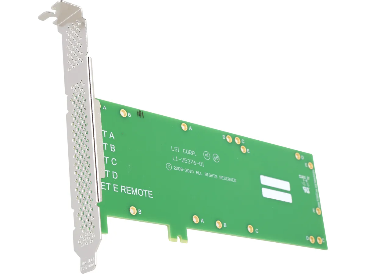 Rectangular metal mounting bracket with multiple screw holes and LSI branding
