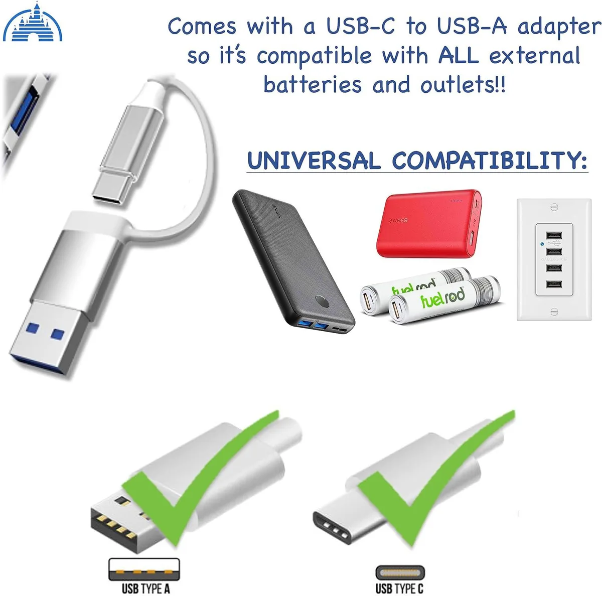 PISKEKAT PISKEKAT MultiCharger for MagicBand+ USB-A USB-C 1-Pack — product photo