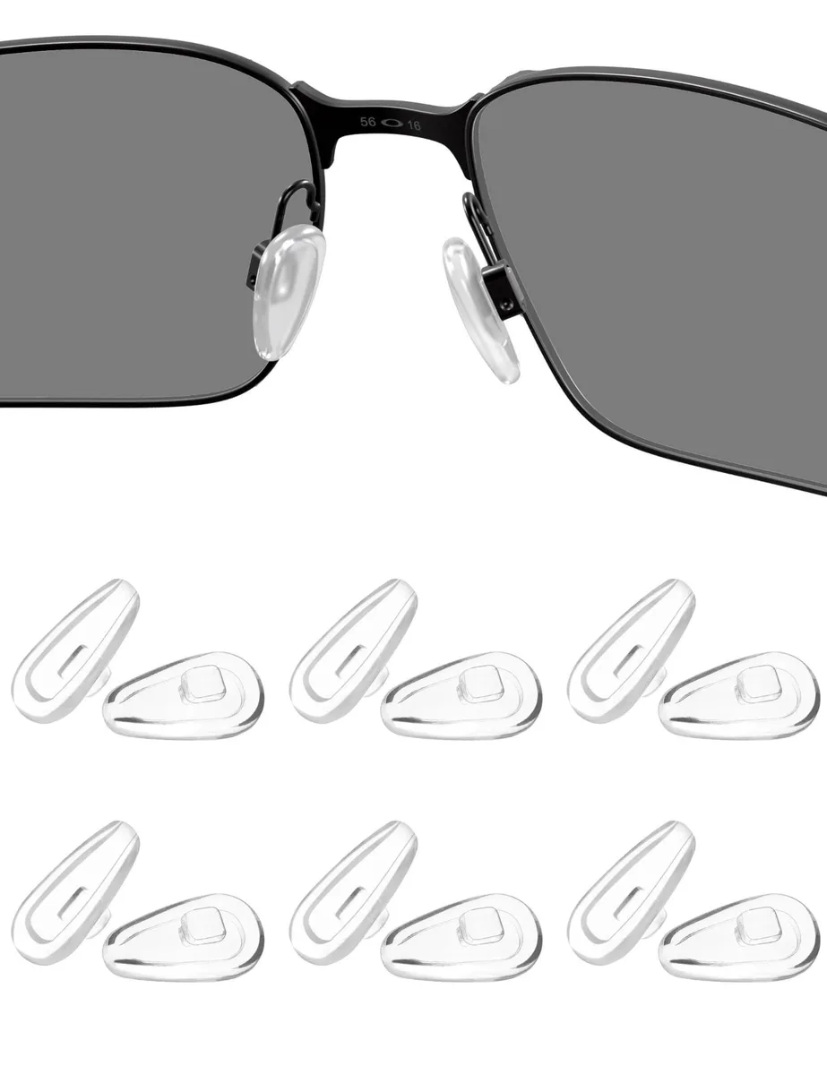 HILEEN 6 Pairs Replacement Nose Pads 16mmx8mm for Oakley Socket 5.5 5.0 Ti Steel Plate Contrail Lizard — product photo