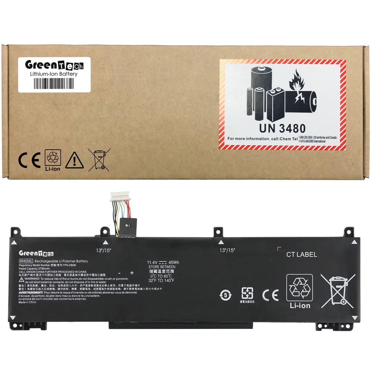 NShi NShi RH03XL 45Wh 3-cell laptop battery for HP ProBook G8 — product photo