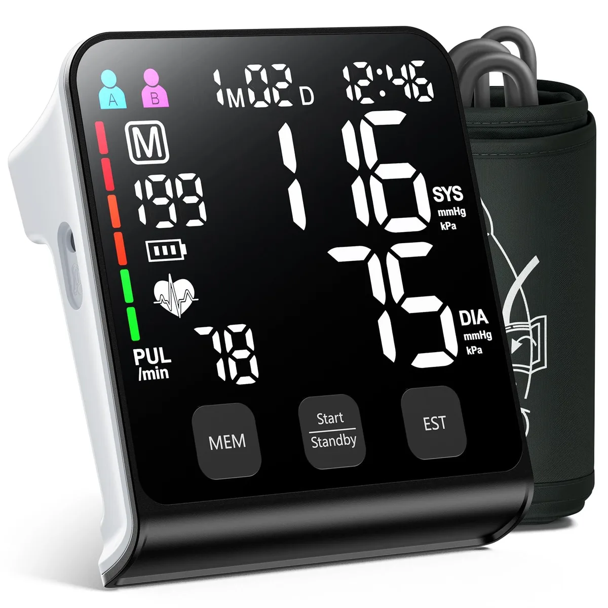  WAMELPRI U83X Blood Pressure Monitor 4.5in LED 199 readings — product photo