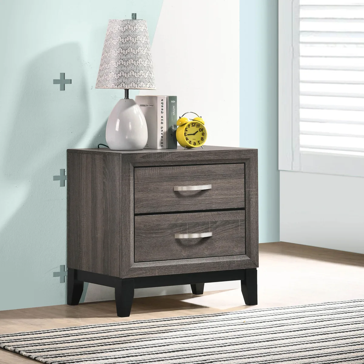 tuphen tuphen Stephan Grey Oak 2-Drawer Nightstand — product photo