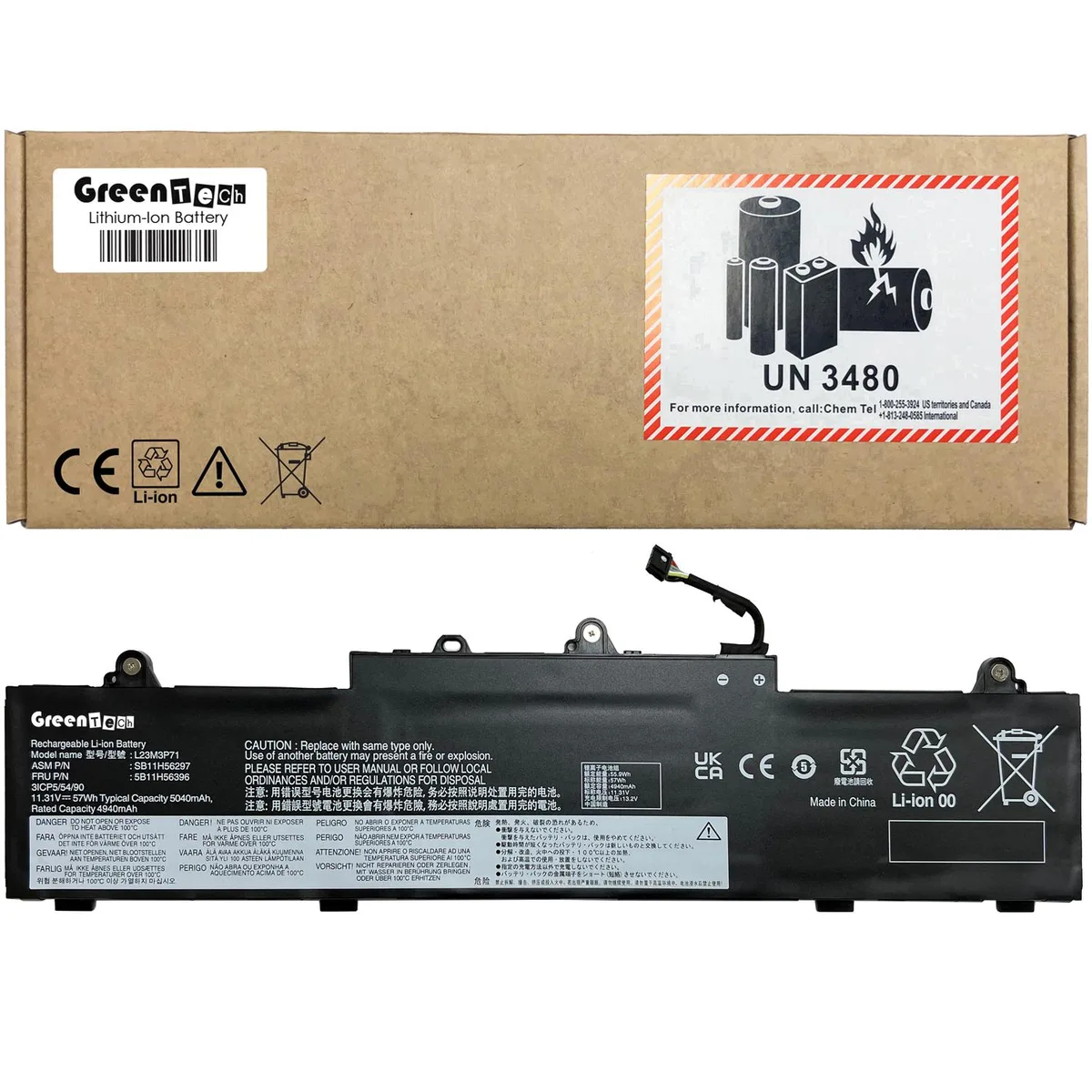 GreenTechLLC GreenTechLLC L23M3P71 laptop battery ThinkPad L14 Gen 5 L16 Gen 1 11.31V 57Wh — product photo