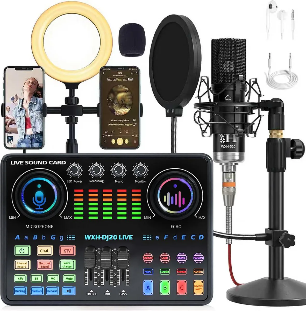 ALSO GO WXH520 Podcast Microphone Bundle with DJ20 Sound Card — product photo