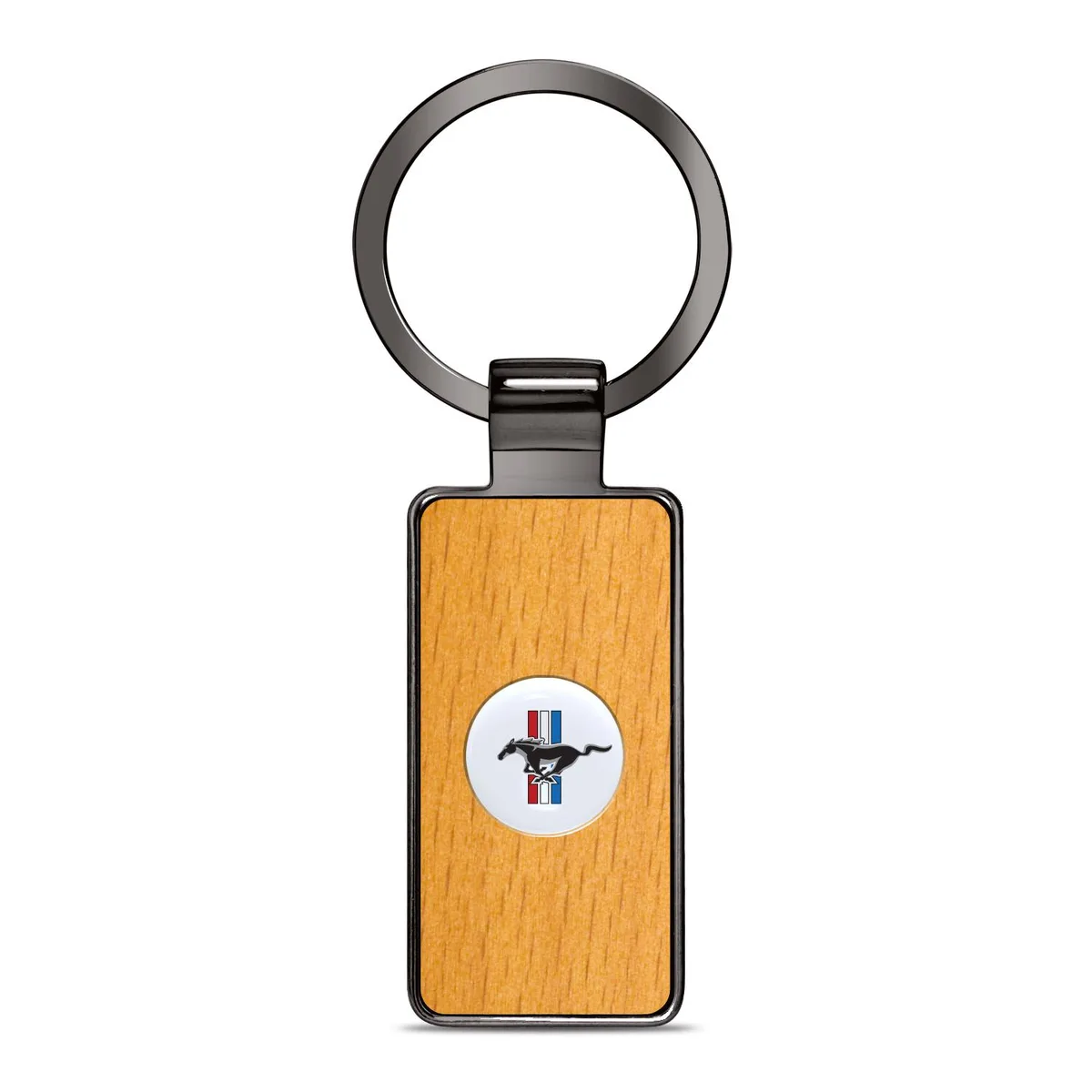 iPick Image, LLC iPick Image, LLC Ford Mustang Tri-Bar Key Chain Maple Wood Gunmetal — product photo