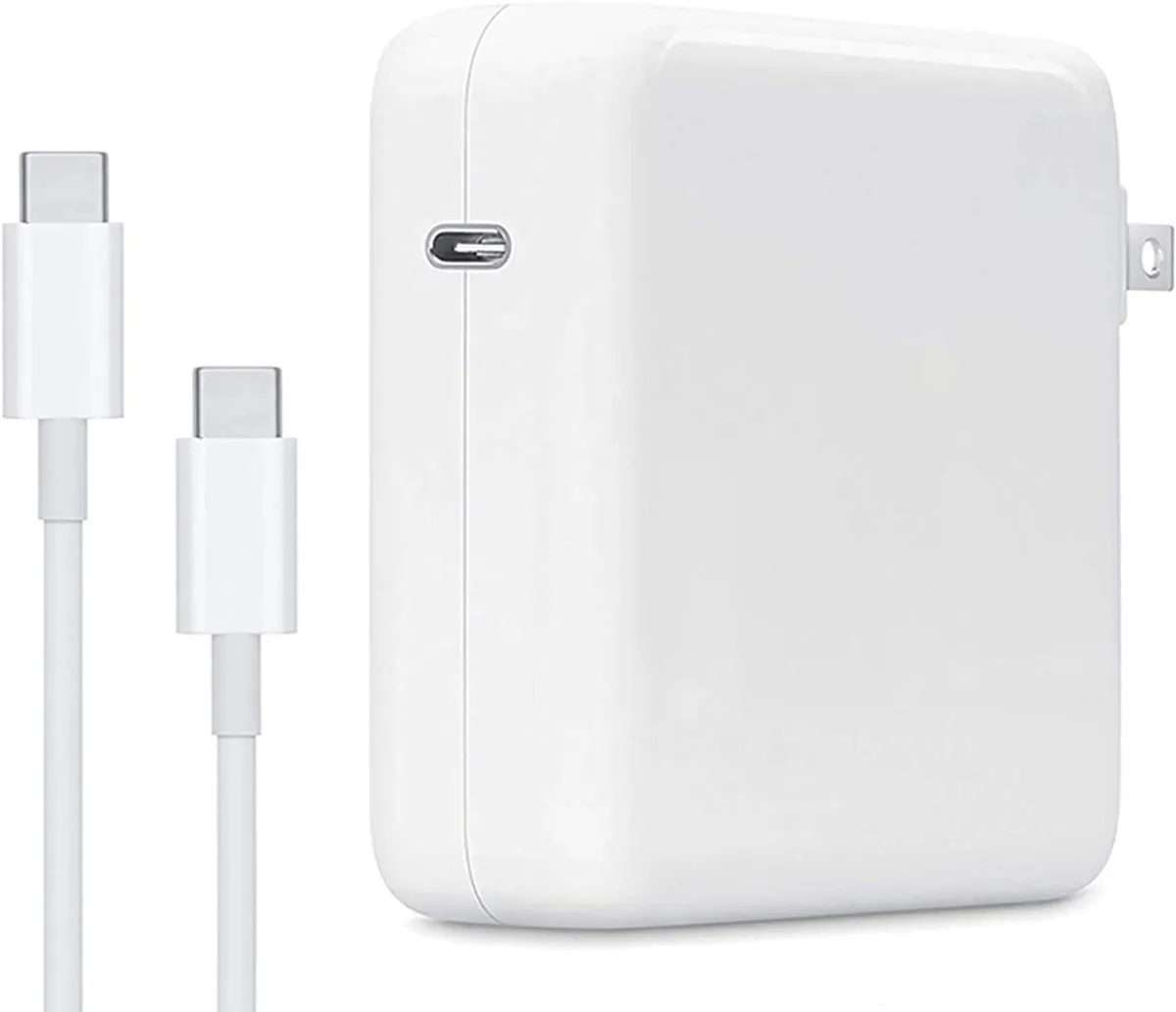 White rectangular USB-C power adapter with attached cable