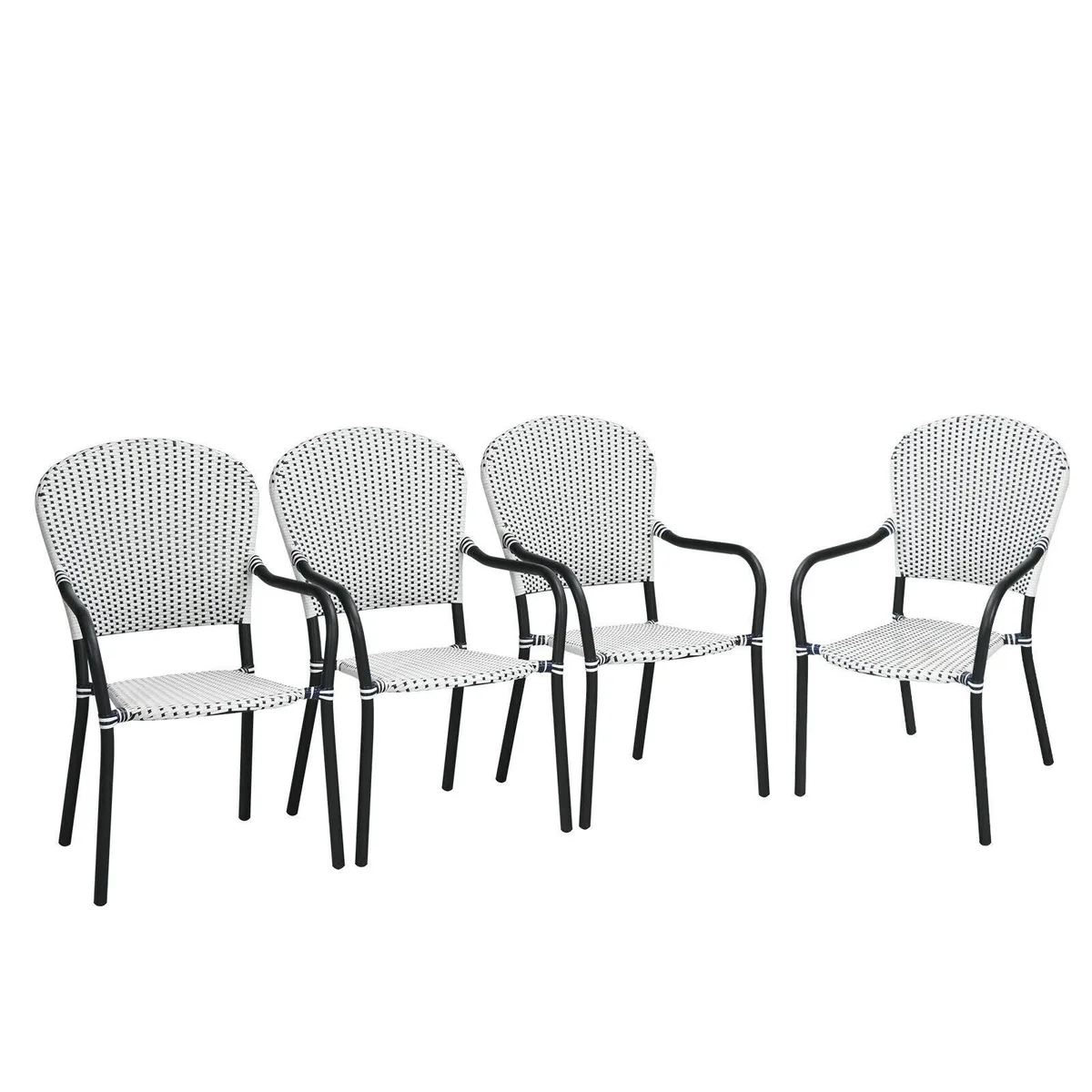 SlickBlue SlickBlue Set of 4 Stackable Rattan Dining Chairs White — product photo