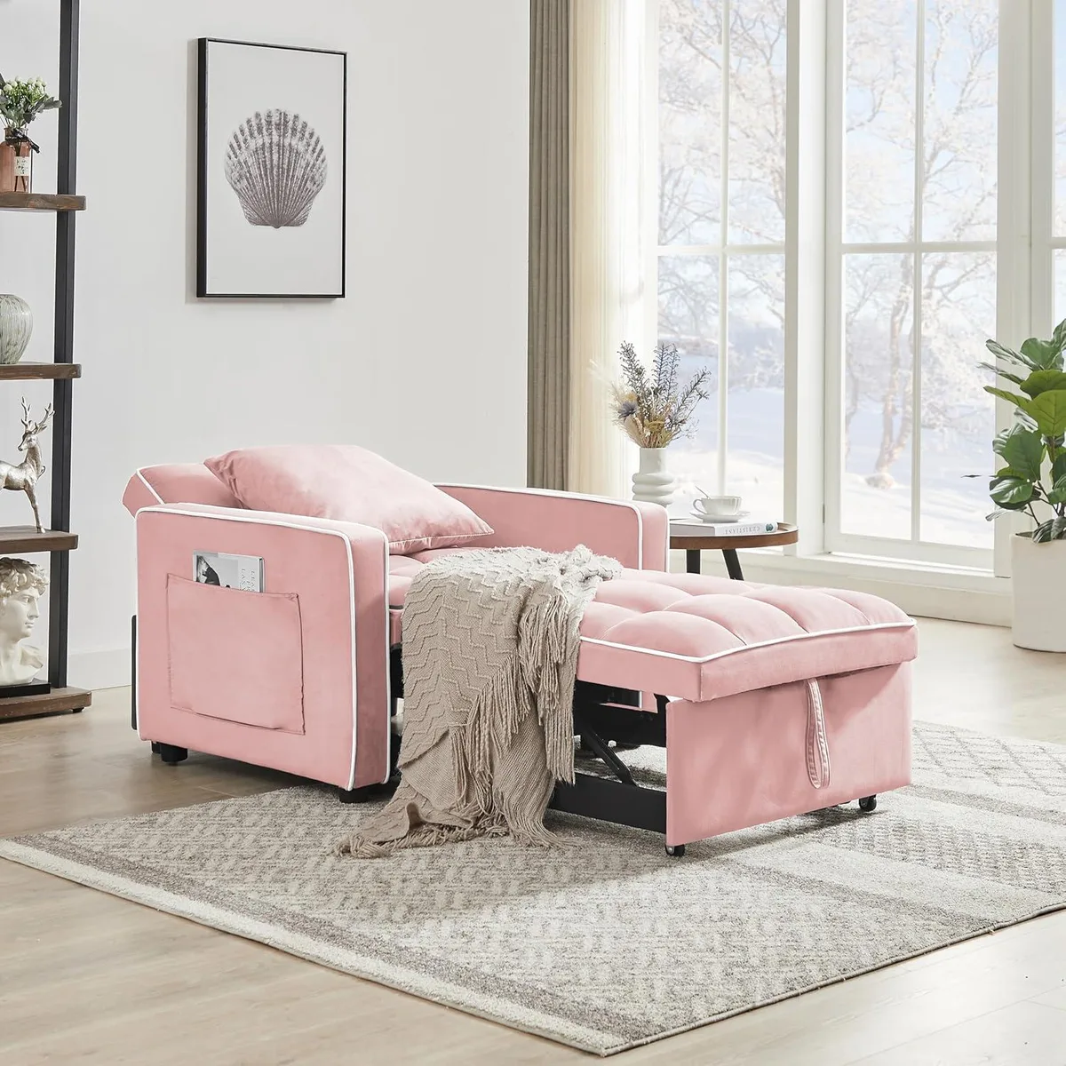 CHAYOU CHAYOU 3-in-1 Convertible Chair Bed Pink 35.43 x 31.1 x 33.85 in — product photo