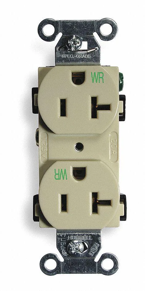 Hubbell Incorporated Hubbell Incorporated BR20IWR 20A 125V Duplex Receptacle Ivory — product photo