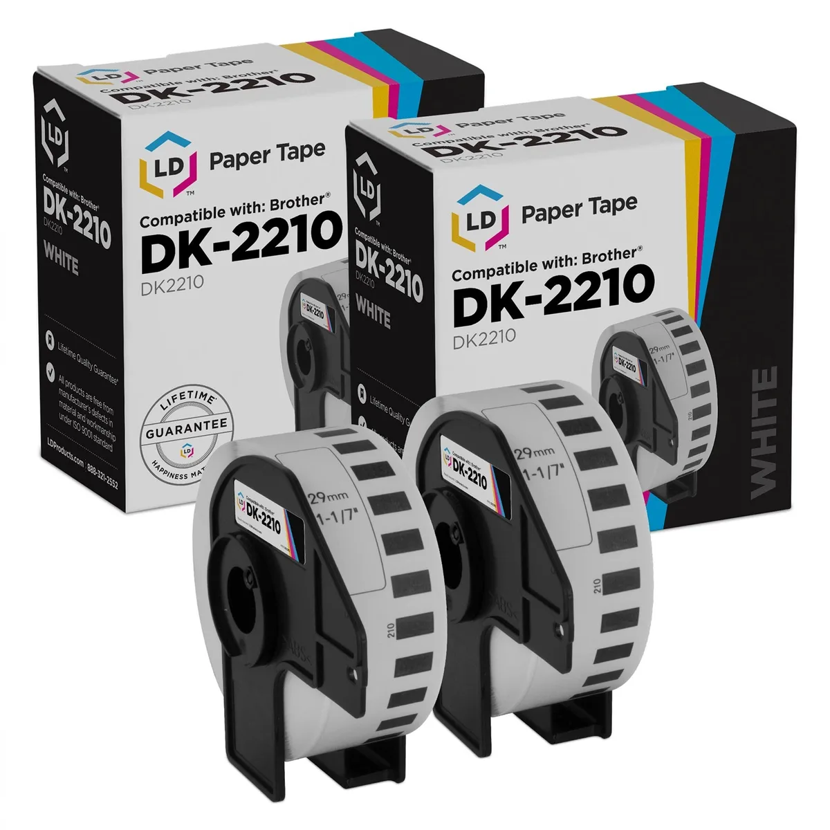 Brother Brother DK-2210 Compatible White Label Tape 1.1 in x 100 ft 2-Pack — product photo
