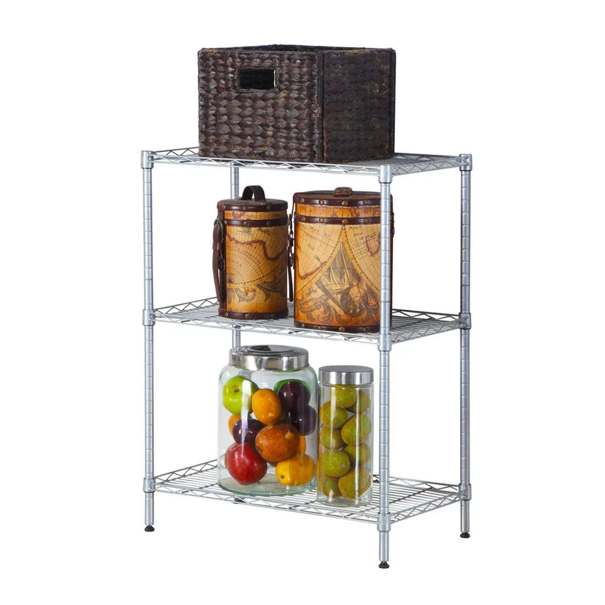 QXDRAGON QXDRAGON 3-Shelf Adjustable Storage Unit 23.2 x 13.4 x 31.5 in Silver — product photo