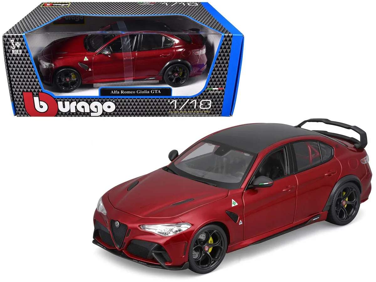 BBURAGO BBURAGO Alfa Romeo Giulia GTA Red Metallic Carbon Top 1/18 Die Cast Car — product photo