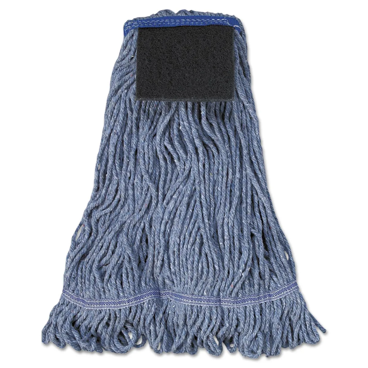 Boardwalk Boardwalk BWK903BL Loop-End Cotton Mop Head with Scrub Pad Blue 12/Carton — product photo