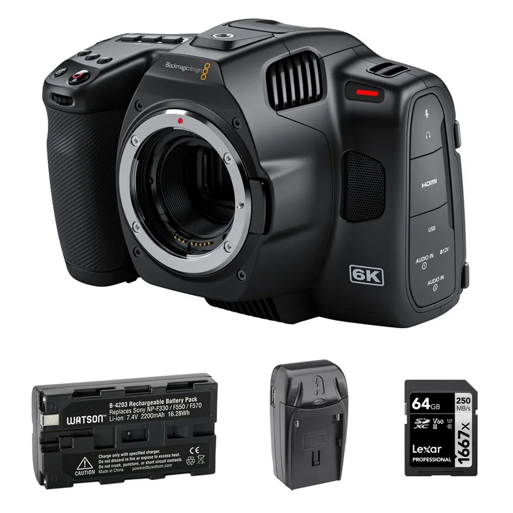 Blackmagic Design Pty. Ltd. Blackmagic Design Pocket Cinema Camera 6K Pro Canon EF Bundle with 64GB Card — product photo