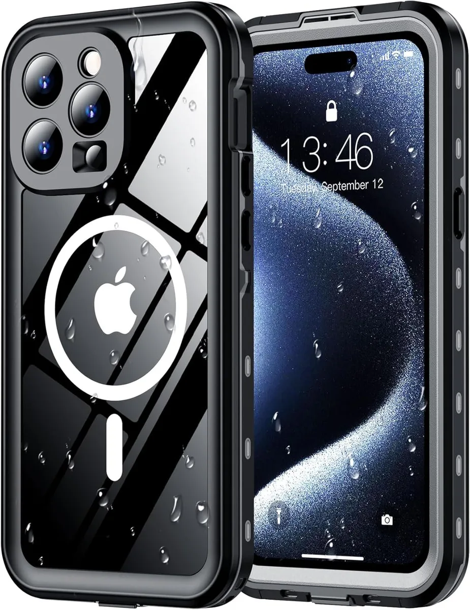Kenuco Kenuco iPhone 15 Pro Max Waterproof Case IP68 MagSafe 6.7 Black/Clear — product photo